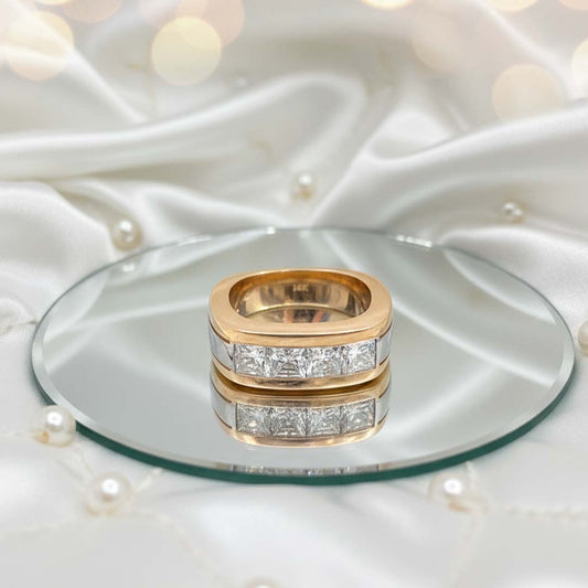 14K Gold Men’s Diamond Ring – 3.00 CT TW Channel Set Bold Modern Design