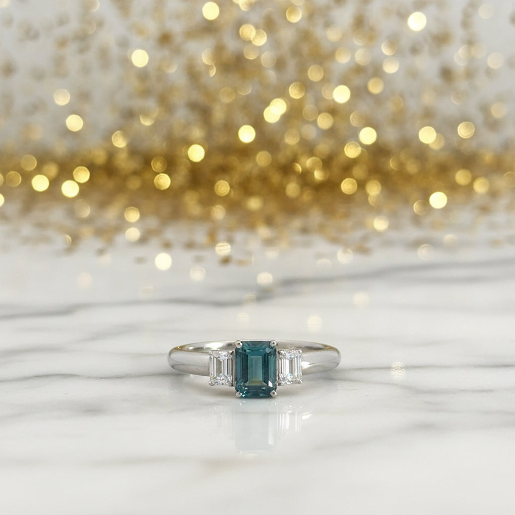 14K White Gold Ladies’ Ring Featuring 1.01ct Natural Blue Diamond and 0.36ct White Diamonds