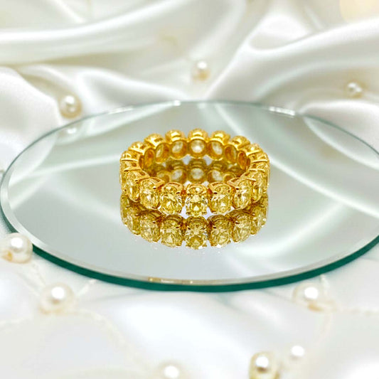 18KT Gold Fancy Yellow Diamond Eternity Band – 4.59 Cts