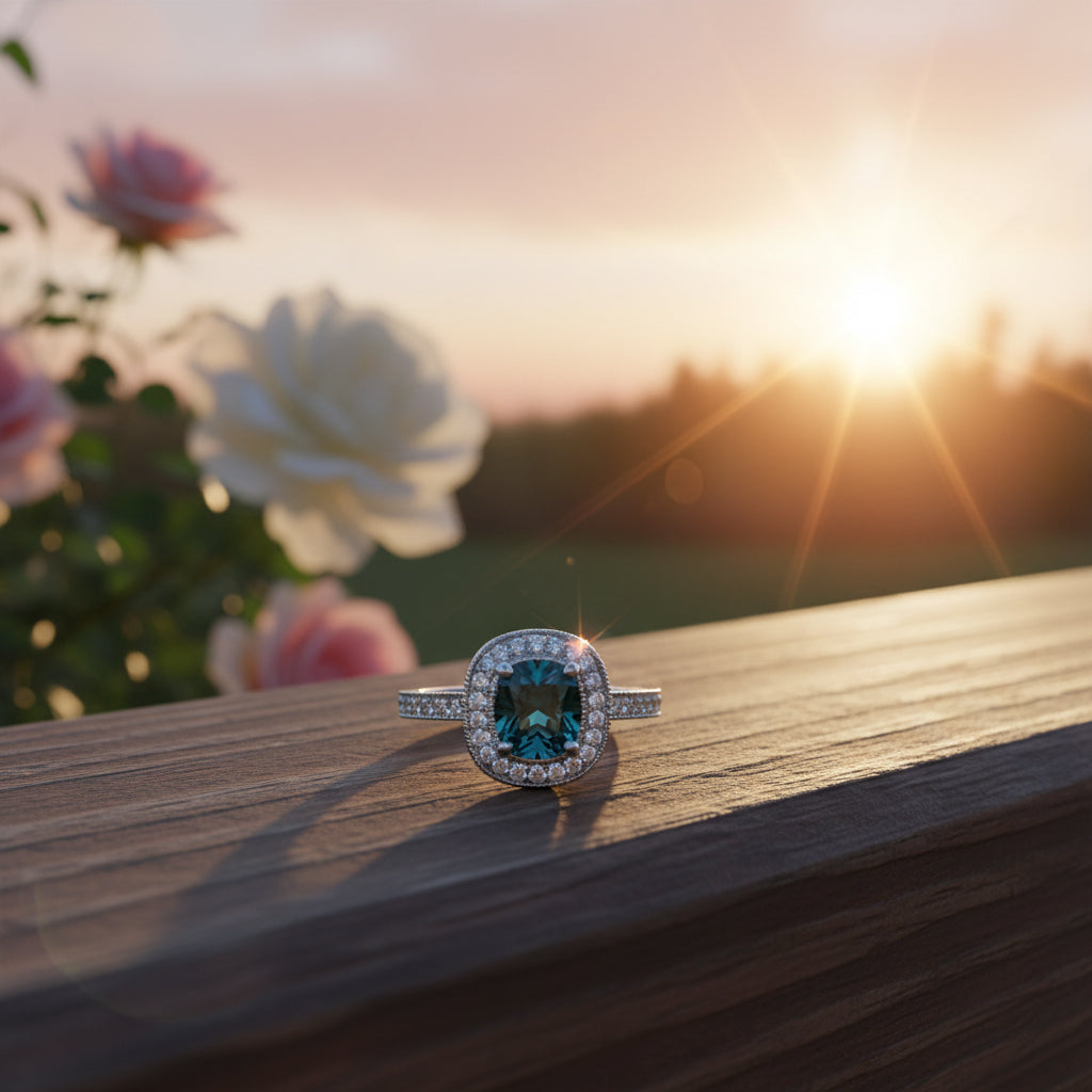 Platinum Blue Diamond Halo Ring – 2.76 CTW Luxury Engagement & Statement Design