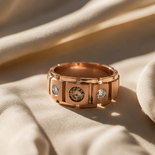 14KT Men's Rose Gold Ring with 0.80ct Chocolate Diamond & 0.50ct White Diamonds