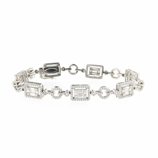 14K Gold Ladies’ Diamond Bracelet with 4.20ct of Baguette and Round-Cut Diamonds
