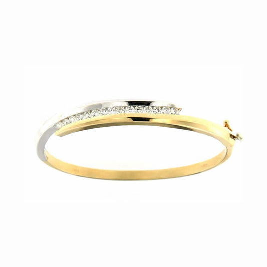14K Two-Tone Gold Ladies’ Bangle with 0.55ct of Round-Cut Diamonds