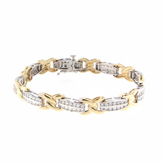 Stunning 14K Two-Tone Gold Ladies’ Bracelet with 3.00ct Diamond “X” Link Design