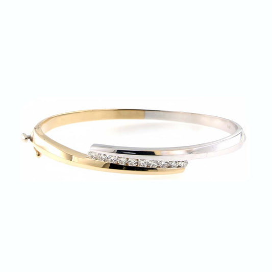 Ladies’ 14K Gold Two-Tone Bangle with 0.85ct of Round Diamonds