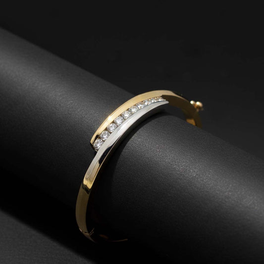 Ladies’ 14K Gold Two-Tone Bangle with 0.85ct of Round Diamonds