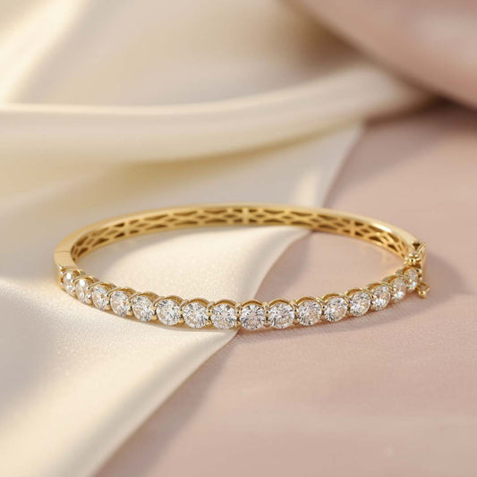 Timeless Elegance 14K Gold Diamond Bangle – 3.50ct