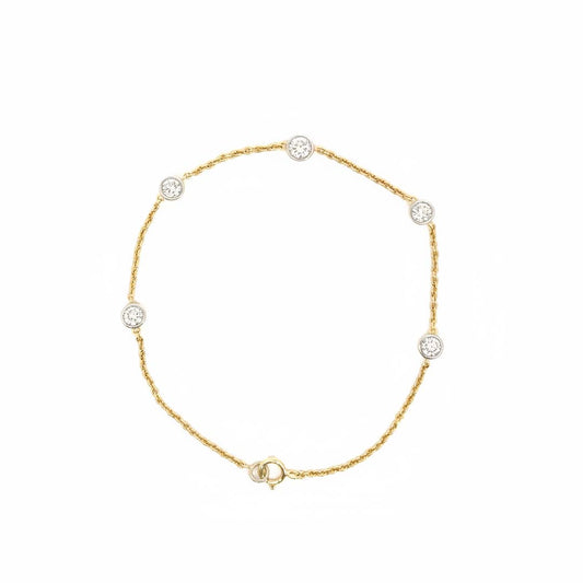 Timeless 14K Gold Ladies’ Bracelet – 0.90 Carats of Diamonds in Bezel Design