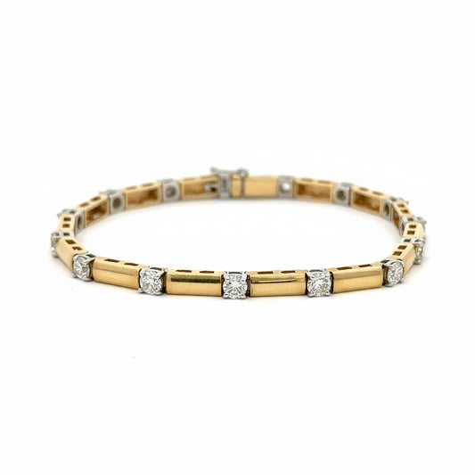 14K Gold Ladies’ Diamond Bracelet 2.50ct Natural Round Diamonds Bar-Link Design