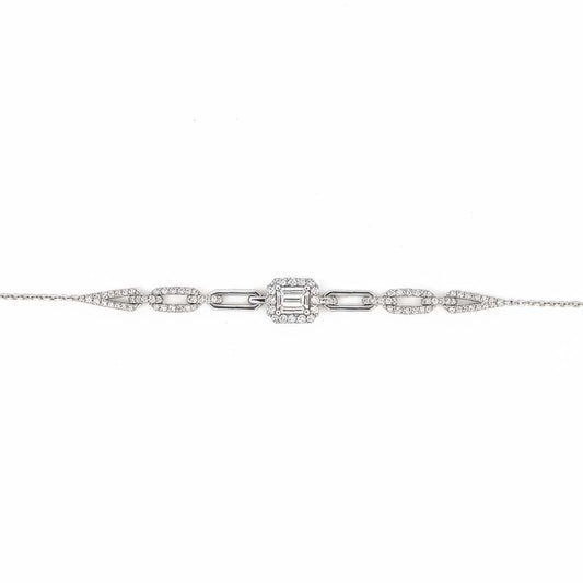18K Gold Diamond Bracelet for Women, 0.39ct Cluster and Geometric Link Design