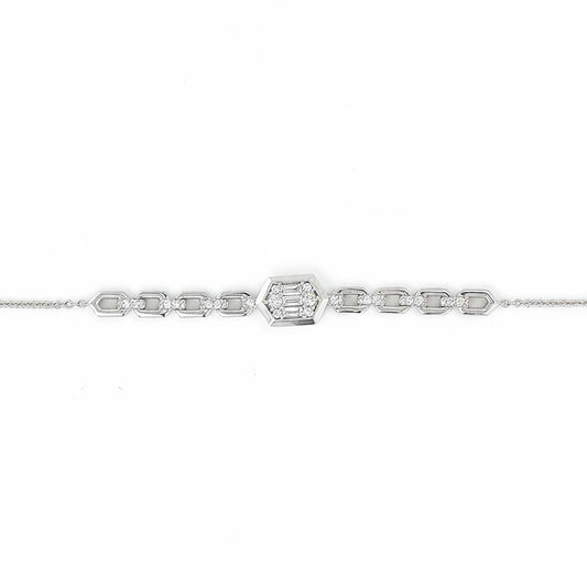 Sophisticated 18K Gold Ladies’ Bracelet with 0.35ct Baguette & Round Diamond Design