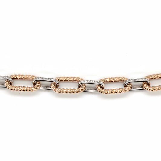 14K Two-Tone Gold Ladies’ Diamond Bracelet – 1.10ct Twisted Link Design