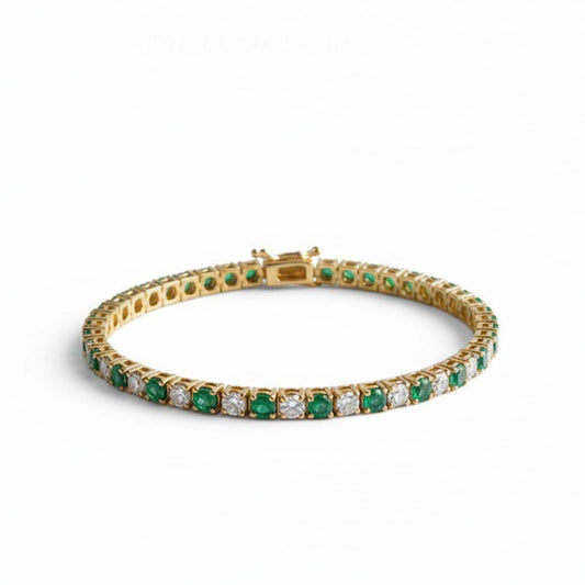 14KT Yellow Gold Emerald and Diamond Alternating Tennis Bracelet (EM 2.70 cts / DIA 2.65 cts)