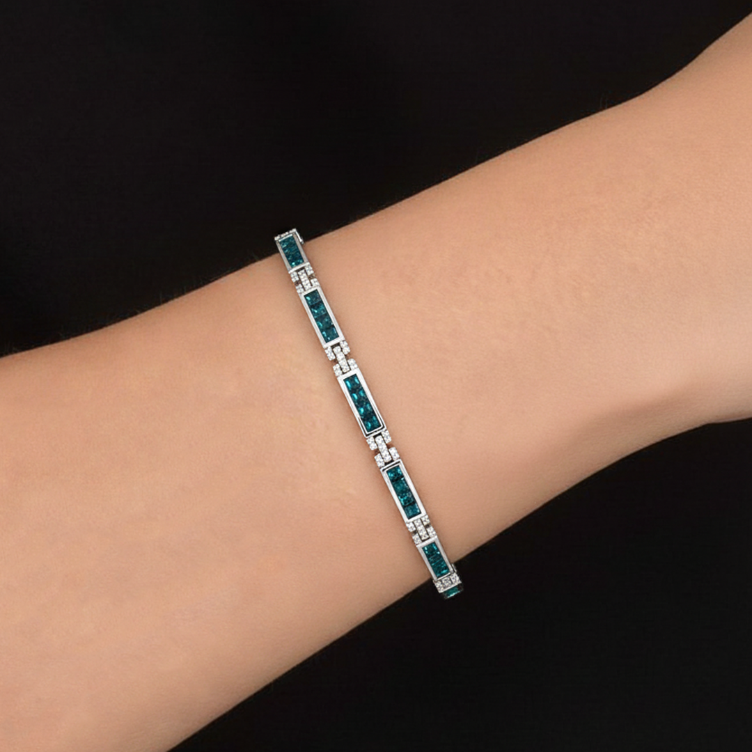 ✨ 2.72 CTW Blue & White Diamond Statement Bracelet – 14KT WG ✨