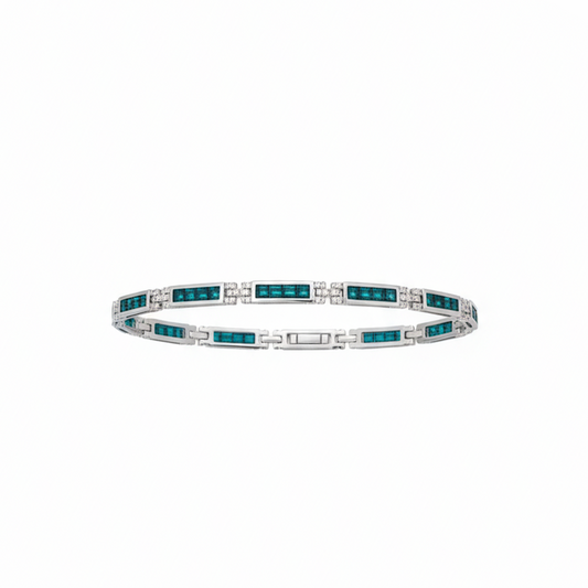 ✨ 2.72 CTW Blue & White Diamond Statement Bracelet – 14KT WG ✨