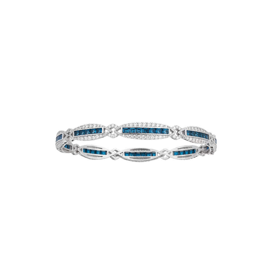 ✨ Statement 6.00 CTW Blue Diamond Bracelet – Princess & Round Cuts | 14KT White Gold ✨