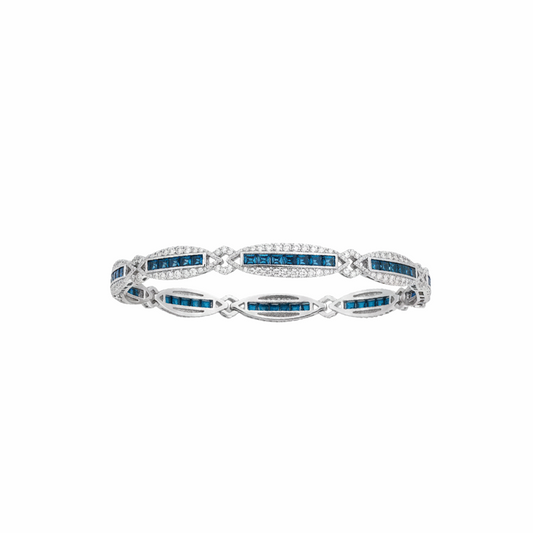 ✨ Statement 6.00 CTW Blue Diamond Bracelet – Princess & Round Cuts | 14KT White Gold ✨