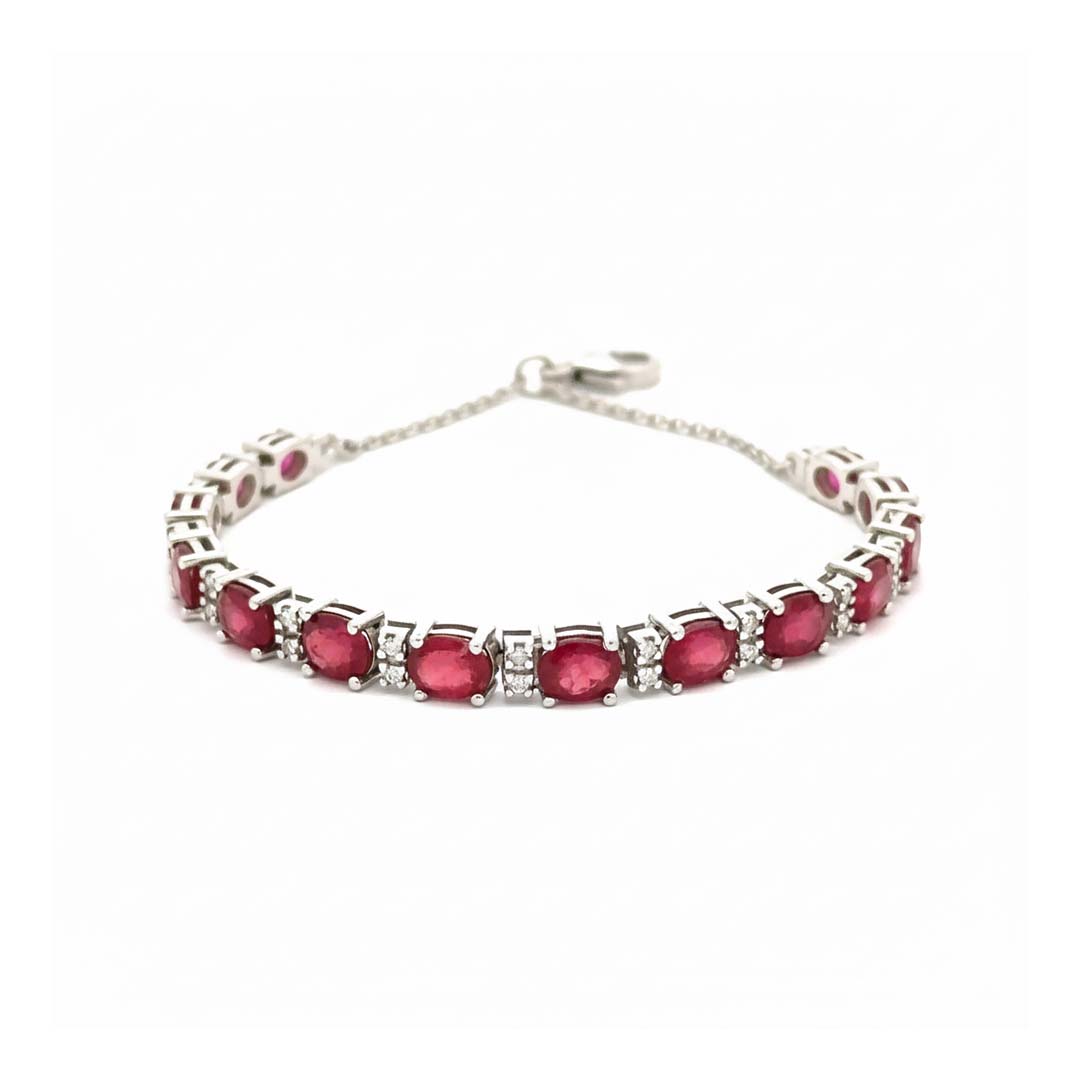 18K White Gold Ruby (4.65ct) and Diamond (0.15ct) Bracelet