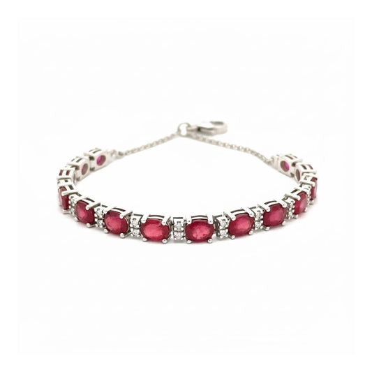 18K White Gold Ruby (4.65ct) and Diamond (0.15ct) Bracelet