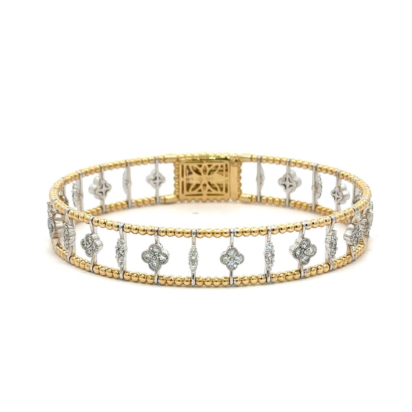 14KT Gold Women’s Diamond Bangle– Flexible Cluster Design (1.37 CTW)
