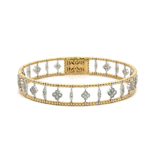 14KT Gold Women’s Diamond Bangle– Flexible Cluster Design (1.37 CTW)