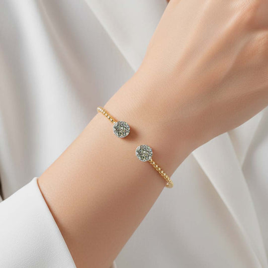 14KT Gold Women’s Diamond Bangle – Flexible Cluster End Design (0.75 CTW)