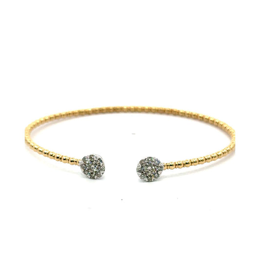 14KT Gold Women’s Diamond Bangle – Flexible Cluster End Design (0.75 CTW)