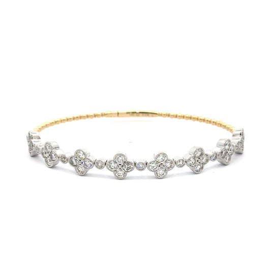 14KT Gold Flexible Diamond Bangle with Floral Design (3.04 CTW)