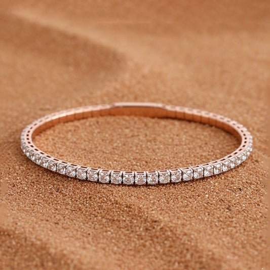 14KT Gold Women’s Diamond Bangle– Flexible Full Diamond Design (5.00 CTW)