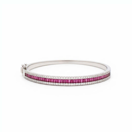 14KT White Gold Ruby & Diamond Bangle – 3.00 cts Diamonds