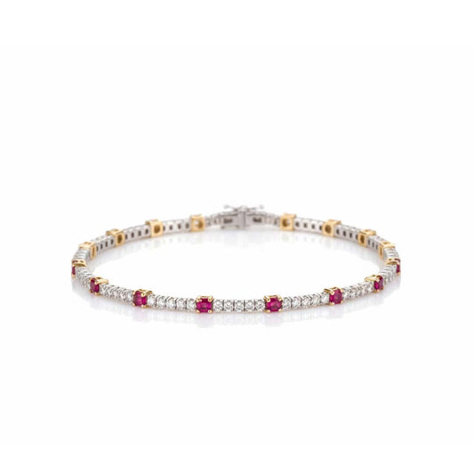 14KT Two-Tone Gold Ruby & Diamond Bracelet (RB: 1.39cts / DIA: 1.18cts)