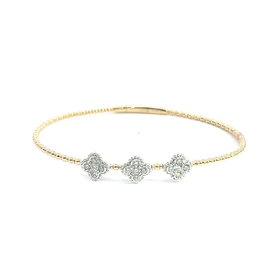 14KT Gold Diamond Bangle for Women (0.50 CT TW) – Flexible Clover-Inspired Design