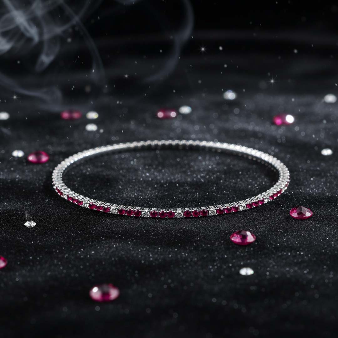 14KT Yellow Gold Ladies’ Flexible Ruby & Diamond Bangle – 2.00ct Total Gem Weight