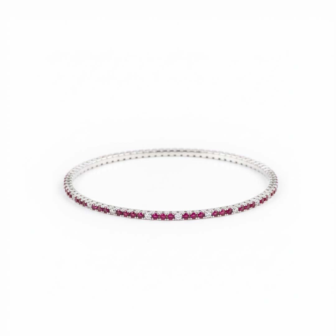 14KT Yellow Gold Ladies’ Flexible Ruby & Diamond Bangle – 2.00ct Total Gem Weight