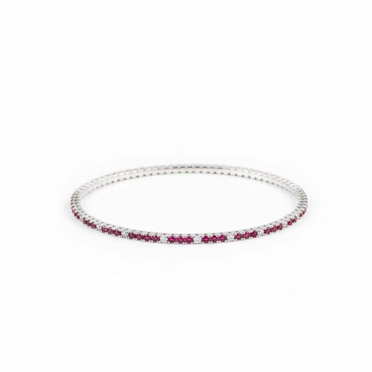 14KT Yellow Gold Ladies’ Flexible Ruby & Diamond Bangle – 2.00ct Total Gem Weight