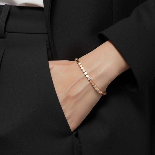 14KT Gold Diamond Bangle for Women (0.62 CT TW) – Bezel-Set Flexible Design