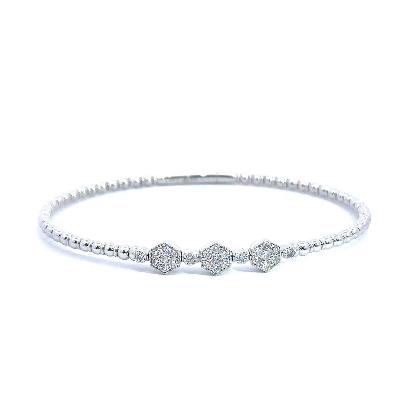 Timeless Half-Way Flexible Diamond Bangle in 14KT Gold with Handcrafted Detailing (0.56 CT TW)