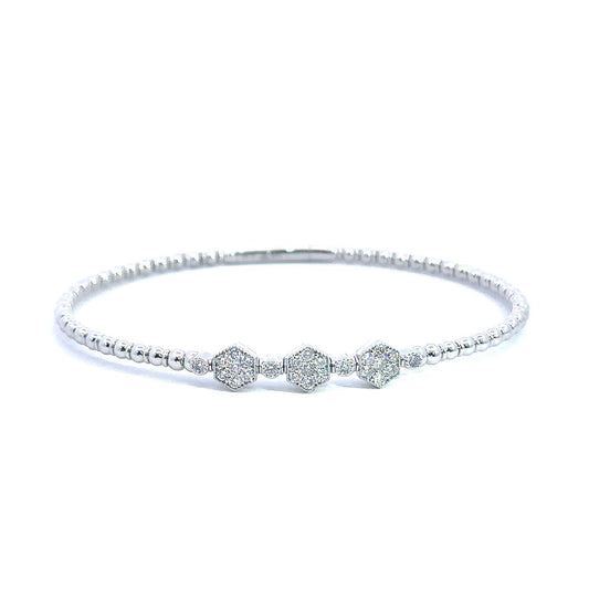 Timeless Half-Way Flexible Diamond Bangle in 14KT Gold with Handcrafted Detailing (0.56 CT TW)