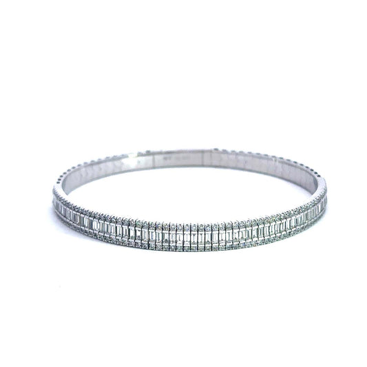 14KT Gold Women’s Diamond Bangle– Flexible Design (3.00 CT TW)