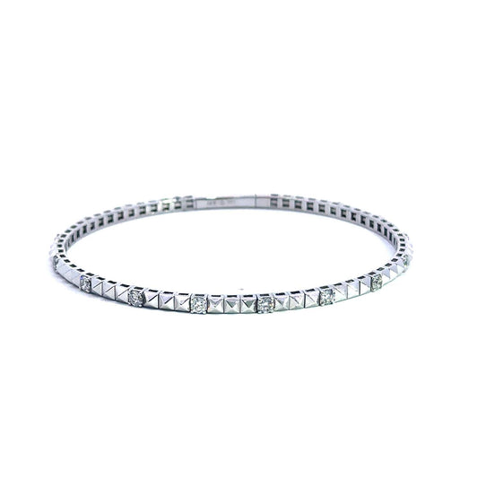 Sleek 14KT Gold Flexible Diamond Bangle with 0.97 Carats of Sparkling Brilliance