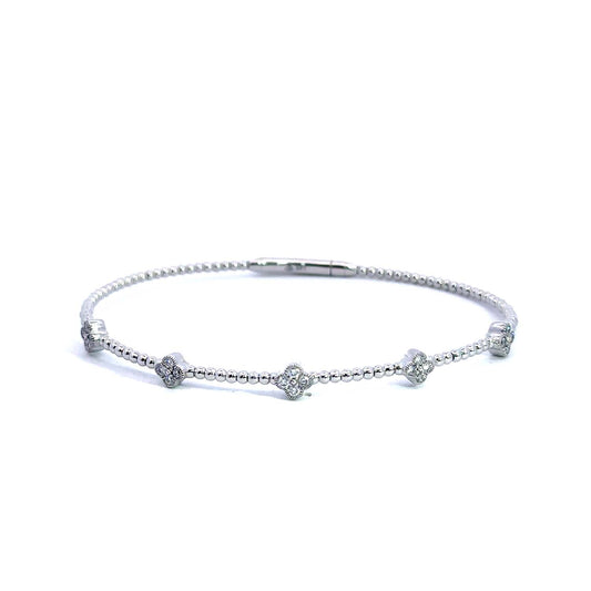 14KT Gold Women’s Diamond Bangle – Flexible Floral-Inspired Design (0.35 CT TW)