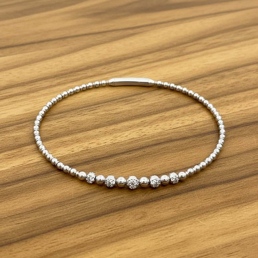 14KT Gold Half-Way Flexible Diamond Bangle with Modern Detailed Design (0.20 CT TW)