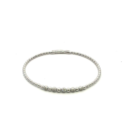 14KT Gold Half-Way Flexible Diamond Bangle with Modern Detailed Design (0.20 CT TW)