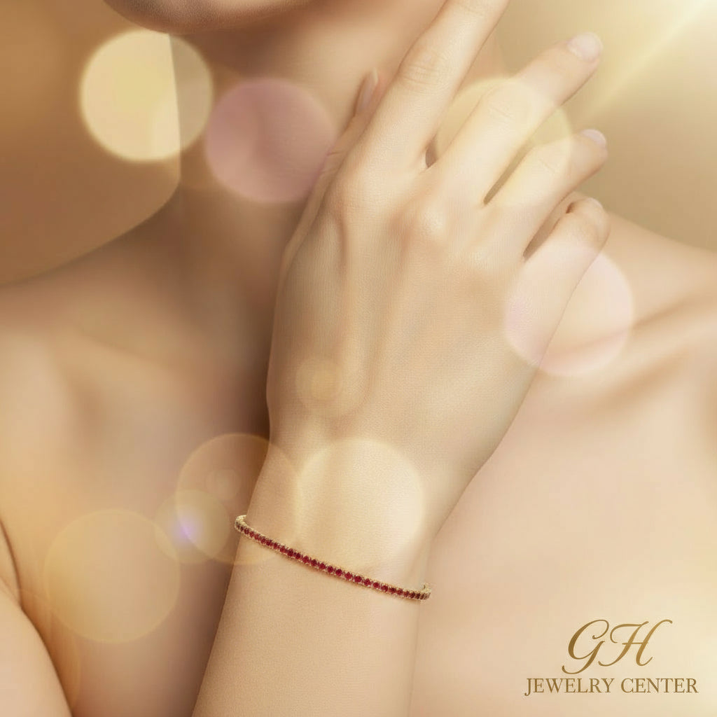 14KT Yellow Gold Ruby Bracelet – 4.17ct Total Weight