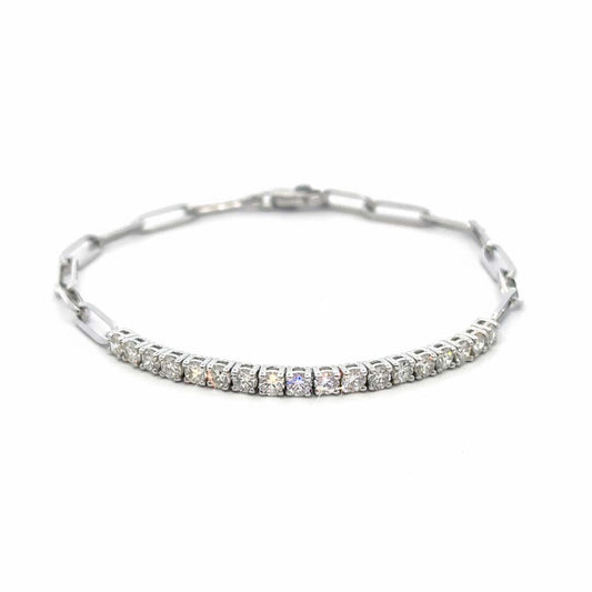 Timeless 14K Gold Diamond Bracelet Featuring 1.20 Carats of Natural Round-Cut Diamonds