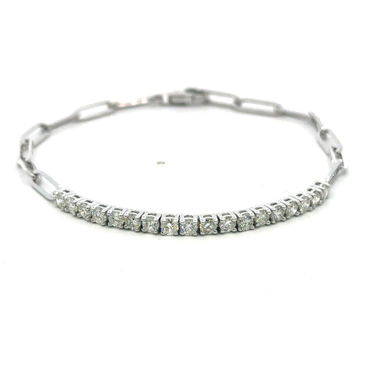 Timeless 14K Gold Diamond Bracelet Featuring 1.20 Carats of Natural Round-Cut Diamonds