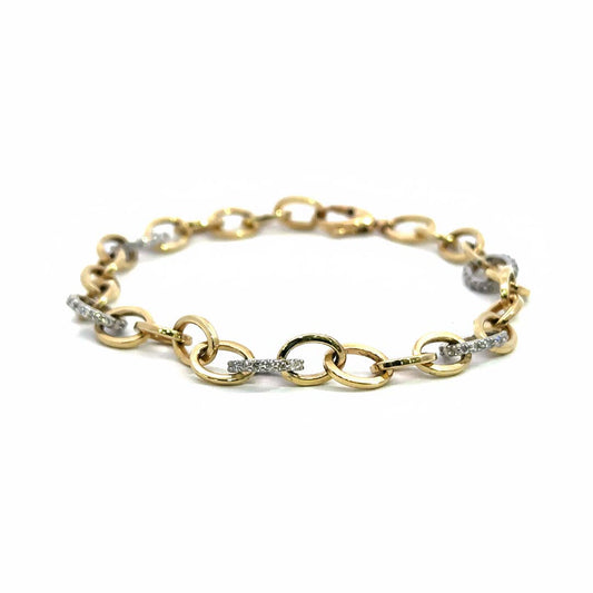 14K Gold Ladies’ Bracelet with 1.15ct of Diamonds in an Oval Link Design