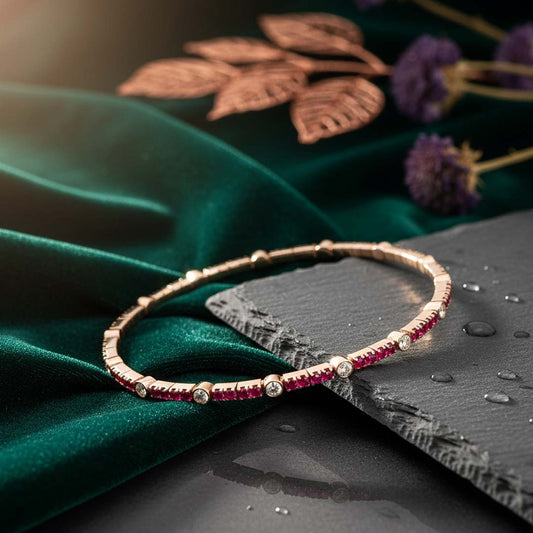 14KT Rose Gold Flexible Bracelet with 1.01ct Rubies & 0.41ct Diamonds