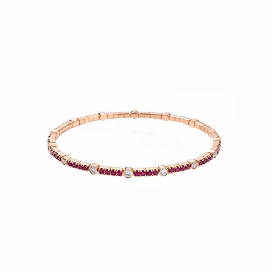 14KT Rose Gold Flexible Bracelet with 1.01ct Rubies & 0.41ct Diamonds
