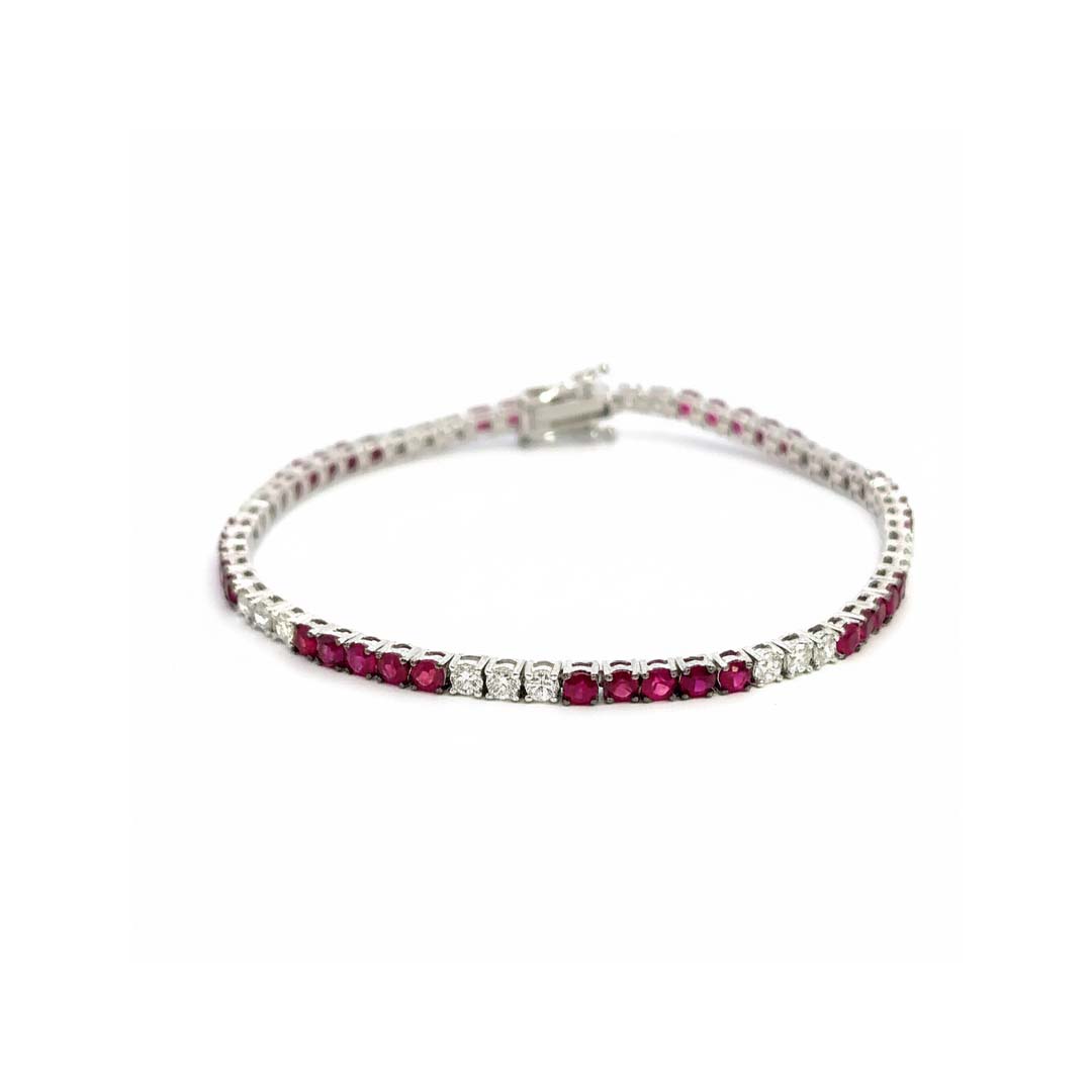 Dazzling 14KT White Gold Ruby and Diamond Bracelet – A Timeless Statement of Elegance